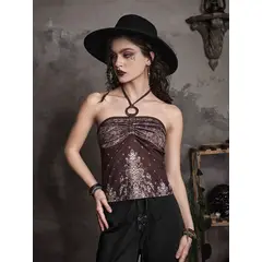 GENERICO - TOP LOLITAS MARRON COQUETTE CASUAL