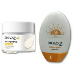 BIOAQUA - PACK CREMA ACLARANTE DE ARROZ Y BLOQUEADOR SOLAR 50 SUSCREEN