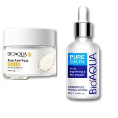 BIOAQUA - PACK CREMA ACLARANTE DE ARROZ Y SERUM ANTI ACNÉ PURE SKIN