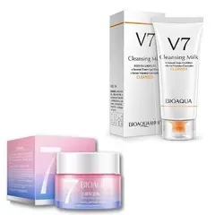 BIOAQUA - PACK CREMA HIDRATANTE V7 Y LECHE LIMPIADORA FACIAL V7