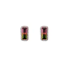 GENERICO - Aretes Mujer Rectangular Zircón Joya regalo Plata Oro Rosa