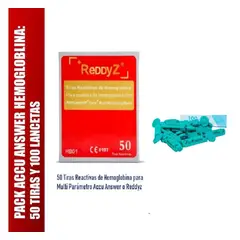 GENERICO - PACK ACCU ANSWER HEMOGLOBLINA: 50 TIRAS Y 100 LANCETAS EN MARCA REDDYZ