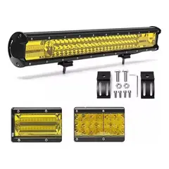 GENERICO - Barra Recta Triple Led 22 Pulgadas Amarillo