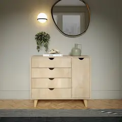 VENTITAS HOME - Cómoda Vintage Genevieve 5 Compartimientos Rovere