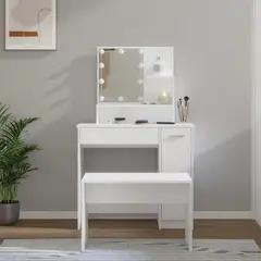 VENTITAS HOME - Tocador + Banco + Espejo Tania Blanco