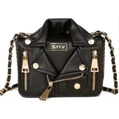 GENERICO - Bolso de Hombro PU Cuero Bolso Estilo Punk Bandolera Remache Cadena