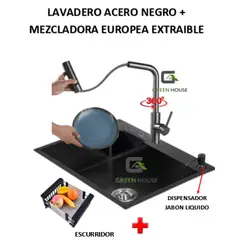 GENERICO - COMBO 60x45x23CM LAVADERO PORTA CUCHILLO + MEZCLADORA EUROPEA