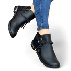 GENERICO - Botin Mujer Casual Trensas Taco 2 2086L-50 Color Negro