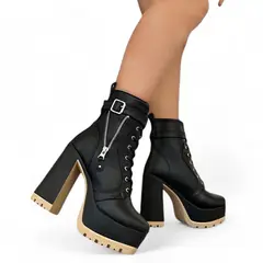 GENERICO - Bota Mujer Vestir Taco 12 Plataforma 5 Regia 2086L-78 Color Negro