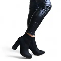 GENERICO - Botin Mujer Taco 9 Gamuza 2086L-60 Color Negro