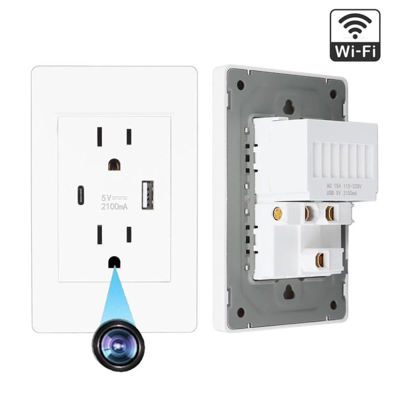 Cámara Espía Tomacorriente De Pared WIFI 1080P