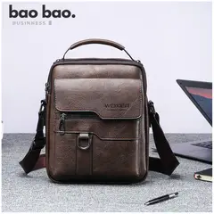 GENERICO - Morral Bandolera de Cuero para Hombre Impermeable Weixier Café