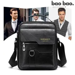 GENERICO - Morral Bandolera de Cuero para Hombre Impermeable Weixier Negro