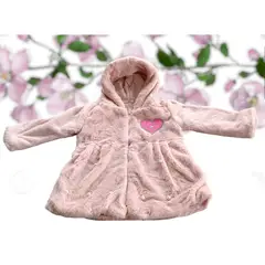 GENERICO - ABRIGO DE NIÑA PELUCHE CON ESTAMPADO Y PERLITAS