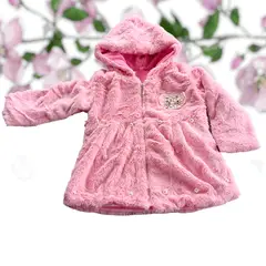 GENERICO - ABRIGO DE NIÑA PELUCHE CON ESTAMPADO Y PERLITAS