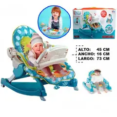 GENERICO - MECEDORA PREMIUM CON BANDEJA DE JUEGOS-CELESTE