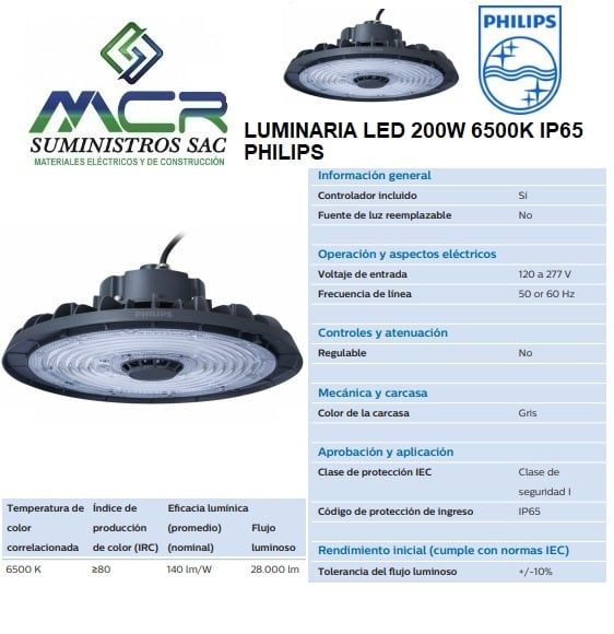 LAMPARA LED 200W 6500K IP65 28000LM