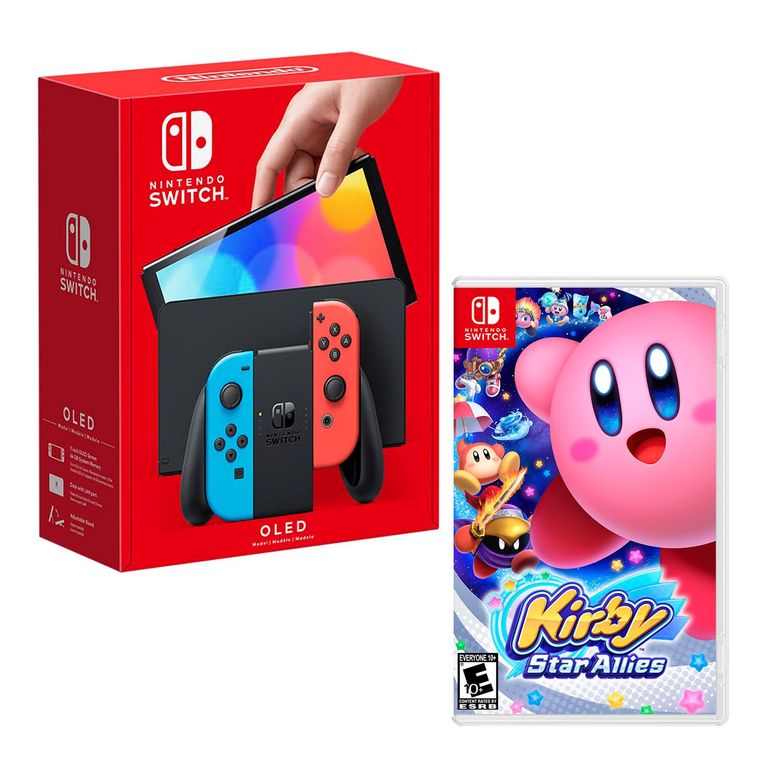 Consola Switch Modelo Oled Neon + Kirby Star Allies