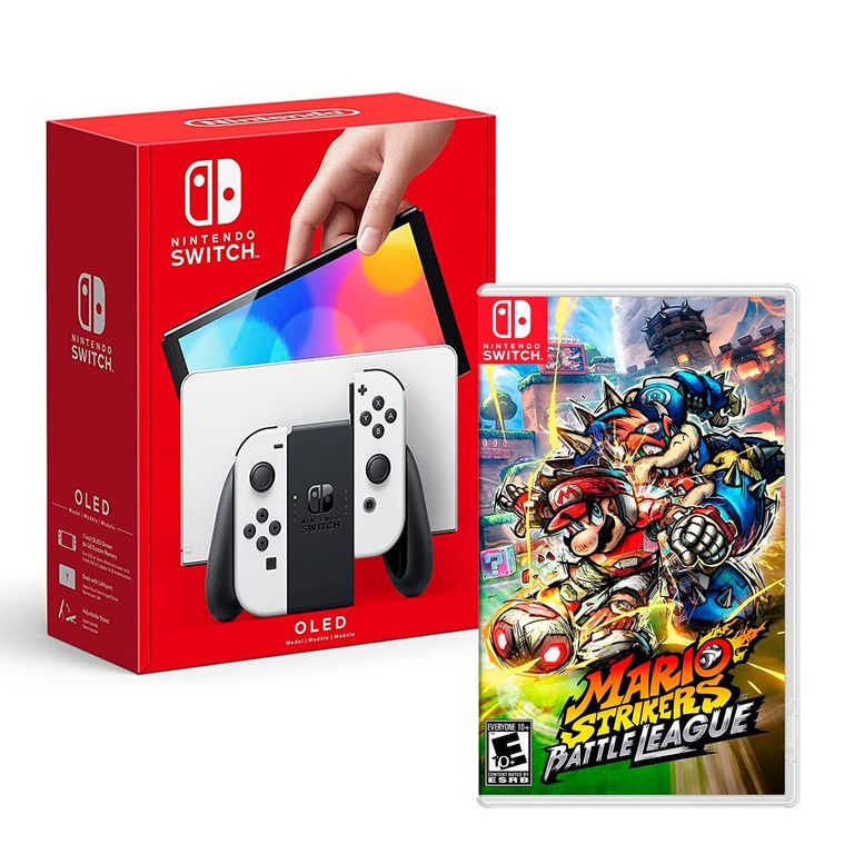 Consola Switch Oled Blanco + Mario Strikers