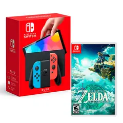 Nintendo - Consola Switch Modelo Oled Neón + Zelda Tears Of The Kingdom