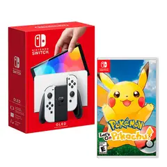 Nintendo - Consola Switch Modelo Oled Blanco + Pokemon lest Go Pikachu