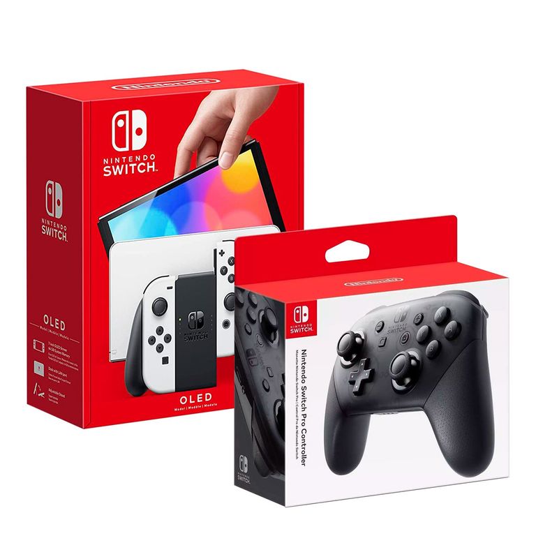 Consola Switch Modelo Oled Blanco + Mando Pro Controller