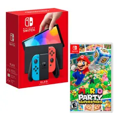 Nintendo - Consola Switch Modelo Oled Neon + Mario Party Superstar