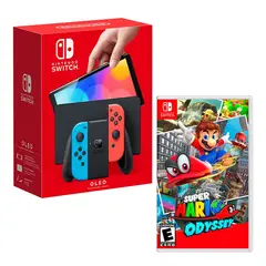 Nintendo - Consola Switch Modelo Oled Neon + Super Mario Odyssey