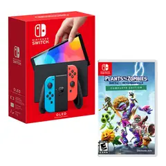 NINTENDO - Consola Switch Oled Neon + Plants Vs Zombies Neighborville