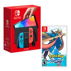 Nintendo - Consola Switch Modelo Oled Neon + Pokemon Sword