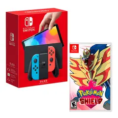Nintendo - Consola Switch Modelo Oled Neon + Pokemon Shield
