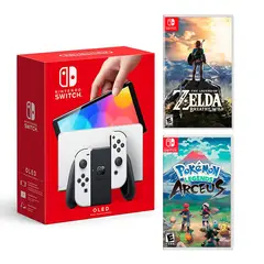Nintendo - Consola Switch Oled Blanco + Zelda Breath + Pokémon Arceus