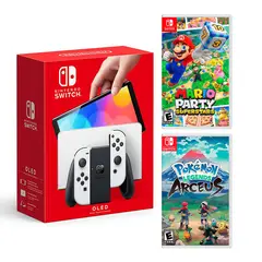 Nintendo - Consola Switch Oled Blanco + Mario Superstar + Pokémon Arceus