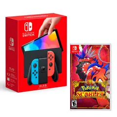 NINTENDO - Consola Switch Oled Neon + Pokemon Scarlet