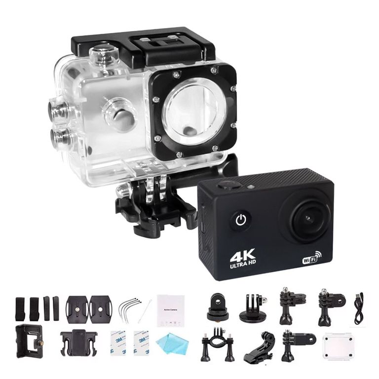 Camara De Accion 4k 16MP WiFi Acuatico Color Negro