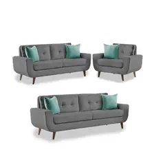 GENERICO - Juego de Sala Vintage Baldur 3 - 2 - 1 Color GRIS con tela waterproof