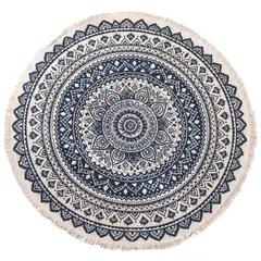 GIADE - Alfombra Mith Mandala Azul 120 cm de Diámetro