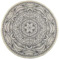 GIADE - Alfombra Circular Mith Líneas 120 cm de Diámetro