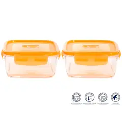 LUMINARC - Pack X2 taper cuadrado 760 ml c/tapa naranja