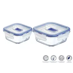 LUMINARC - Pack X2 de taper cuadrado c/ tapa azul de 380 ml y 760 ml