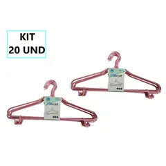 GENERICO - 20 Ganchos Colgadores Para Ropa - Color Rosado