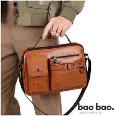 GENERICO - Bandolera Moda Hombre Cuero Impermeable Weixier Porta Tablet Marrón