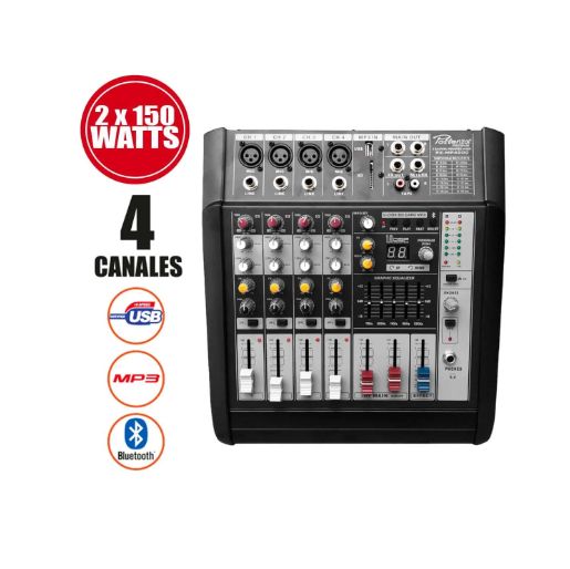 Consola Amplificada 4 canales USB/MP3/Bluetooth PZ-MP4000 POTTENZA