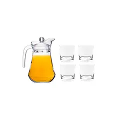 Luminarc - Pack jarra c/tapa 1,3L con Set 4 piezas vasos 500ml