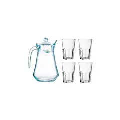 LUMINARC - Pack jarra c/tapa 1,3l con vaso x4 370 ml