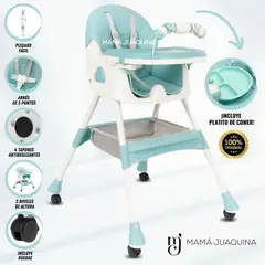 BABY - Silla de Comer «LODGE» con Ruedas Edición Limitada Celeste