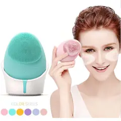 GENERICO - Cepillo Facial Limpiador Exfoliante Silicona Verde Carga USB