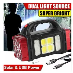 GENERICO - Linterna recargable de mano para acampar Con Cargador Solar