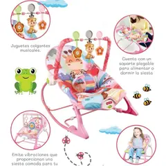 GENERICO - Silla Mecedora con Vibrador Musical y Toys JIRAFA ROSA
