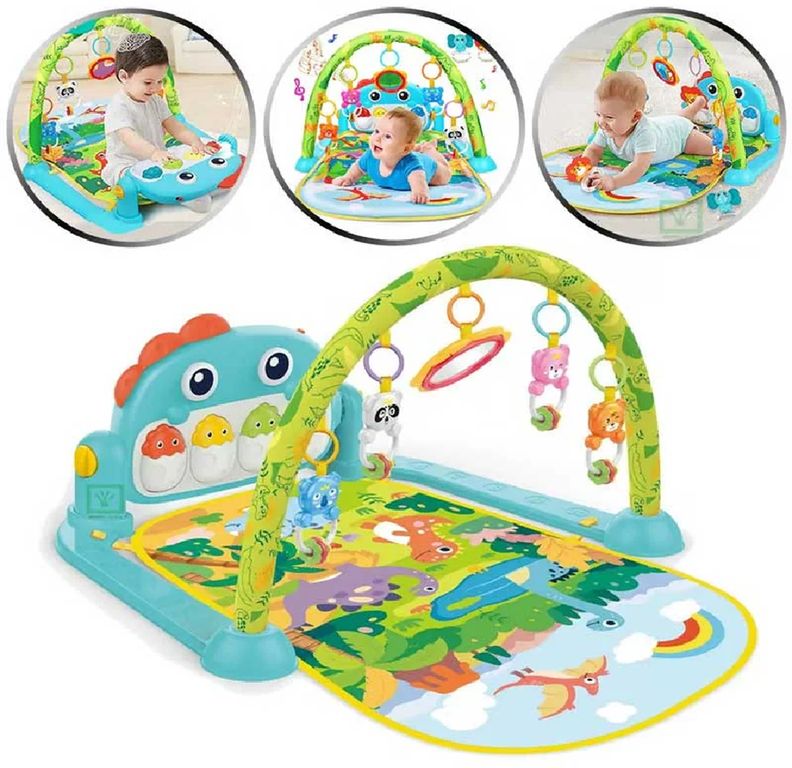 GIMNASIO PARA BEBE PIANO MUSICAL 3 EN 1 DINOSAURIO